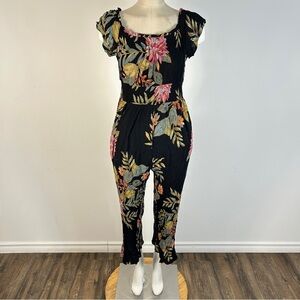 ❤️ Patrons of Peace Black and Multicolor Floral Jumpsuit XS